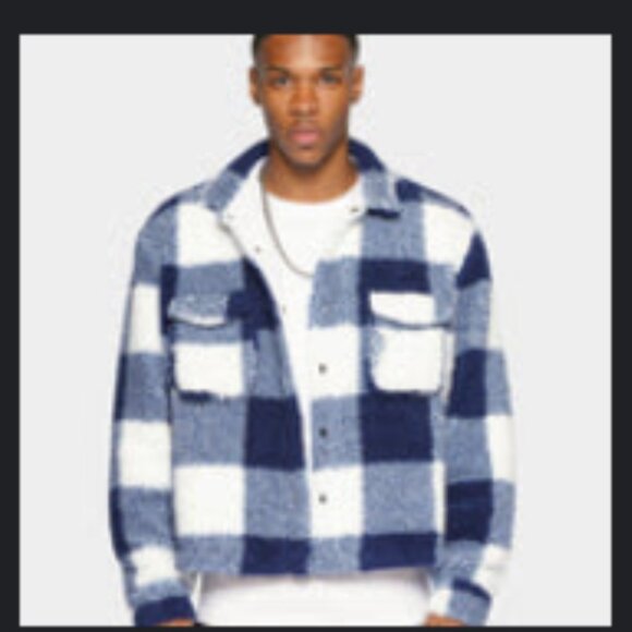 Crop Jacket XXIII ched sherpa tartan blue/white - Picture 6 of 7